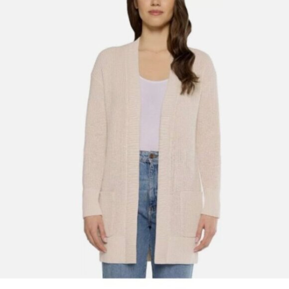 NEW Max & Mia Women's L Open-Front Cardigan Casual Sweaters with Pocket, Natural - Picture 1 of 6